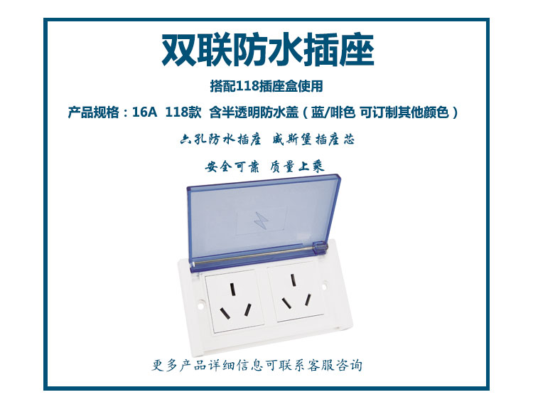 118款16A双联防水插座 (啡盖、蓝盖)