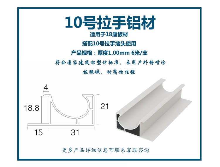 10号拉手铝材 (18厘板材) ; 10号塑料电镀堵头